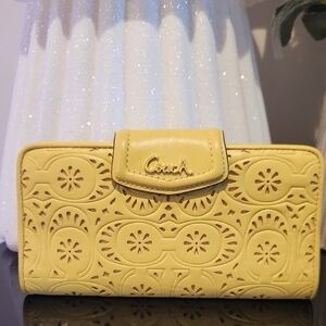Coach Floral Yellow Leather Wallet